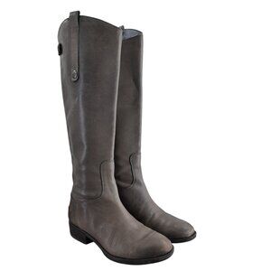 Sam Edelman Penny Gray Leather Knee High Riding Boots Size 5 Equestrian Tall